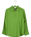 H&M Green Oversized Linen-blend Shirt, size UK S — front