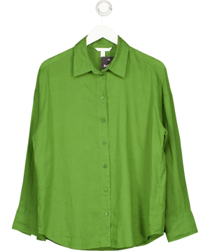 H&M Oversized Linen-blend Shirt Green UK S