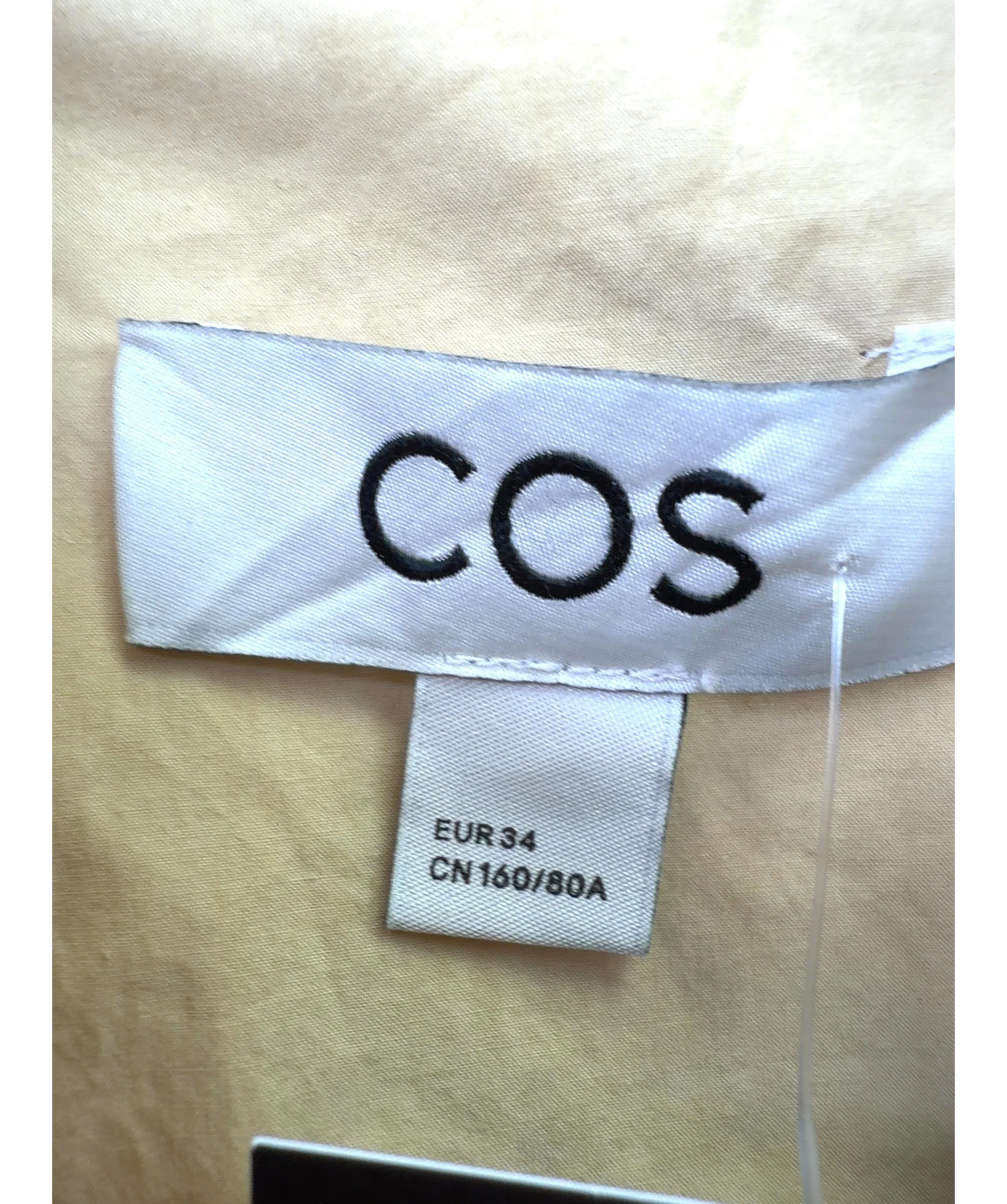 cos Yellow Relaxed Cotton Shirt, size UK 6 — detail