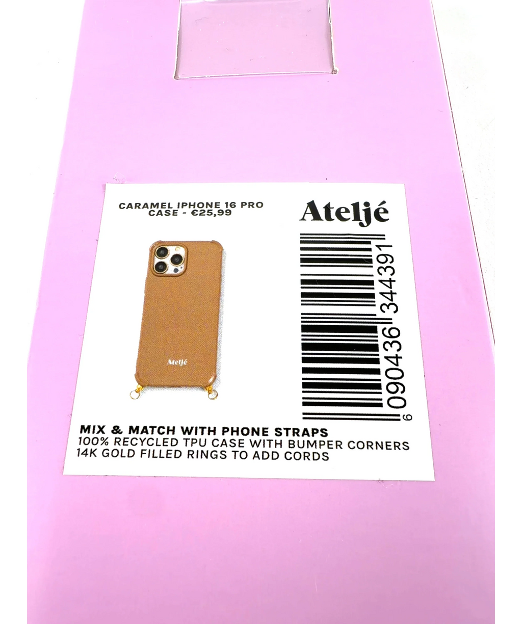 Ateljé Brown CARAMEL IPHONE 16 PRO CASE — label