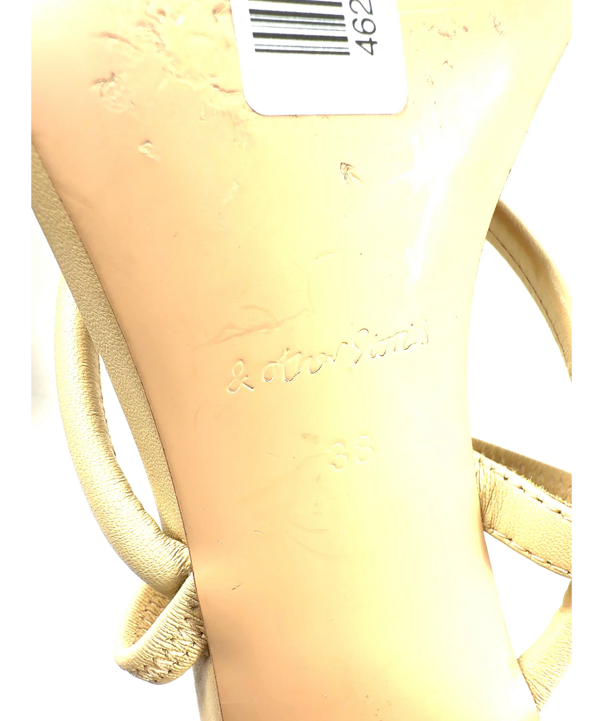 & OTHER STORIES Beige Strappy Block Heel Sandals, size UK 5 EU 38 👠 — fabric detail