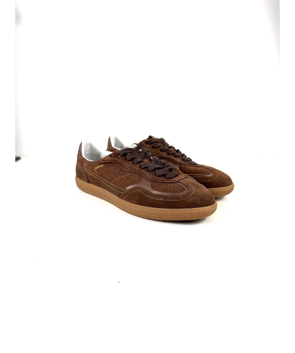alohas Brown Rife Chocolate Brown Leather/Suede Sneakers, size UK 5 EU 38 👠 — fabric detail
