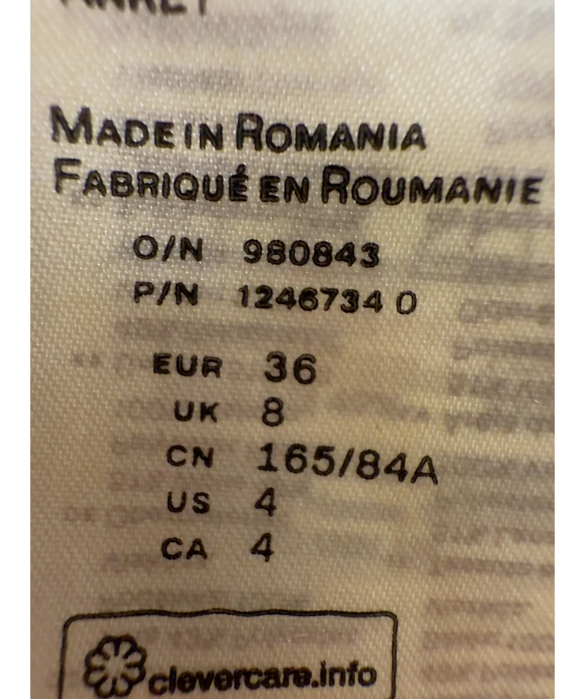 ARKET Cream Colour, size UK 8 — care label