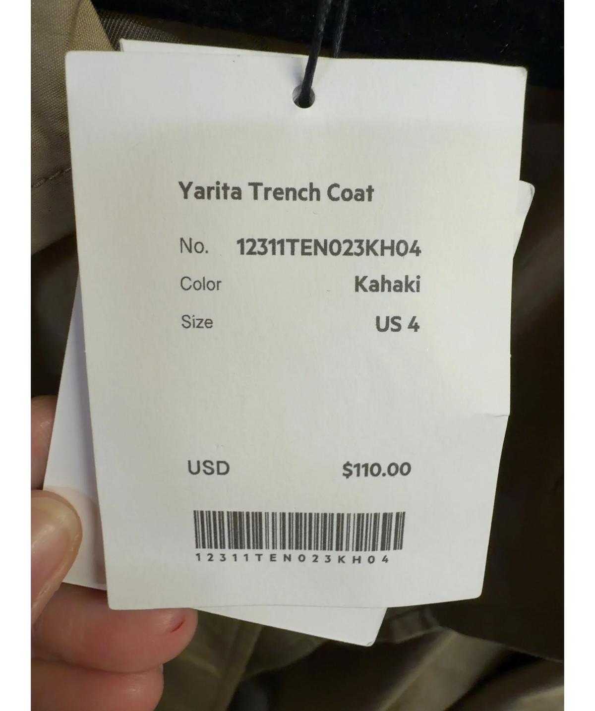 LILY Beige Yarita Trench Coat, size UK 8 — label