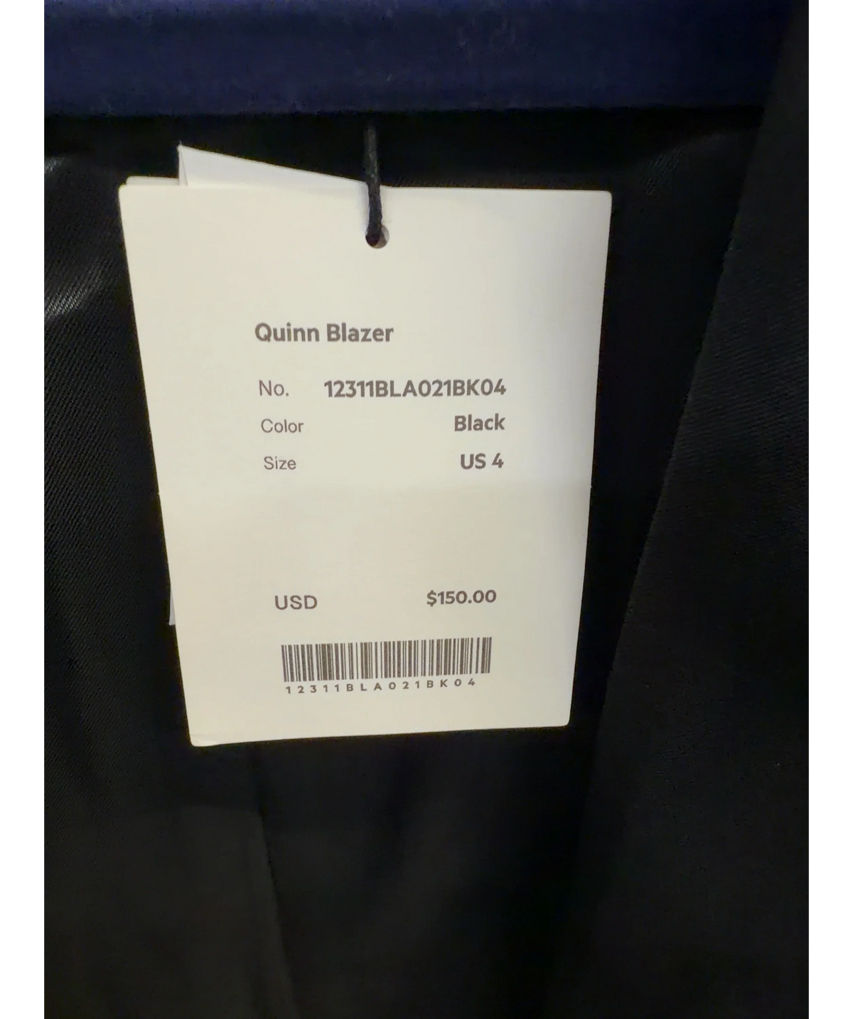 LILY Black Quinn Blazer, size UK 8 — label