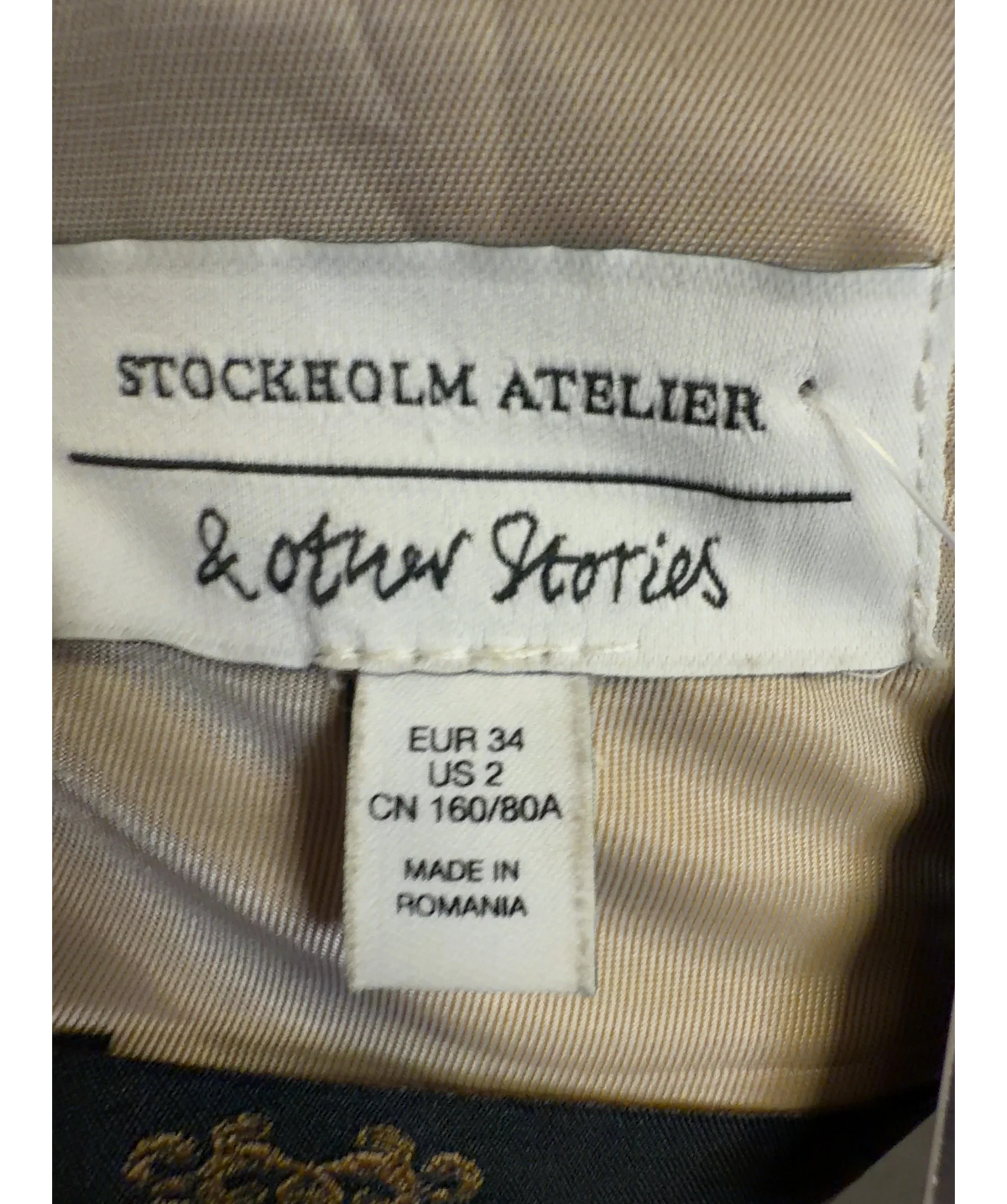 & OTHER STORIES Beige Wool Blend Blazer, size UK 6 — detail