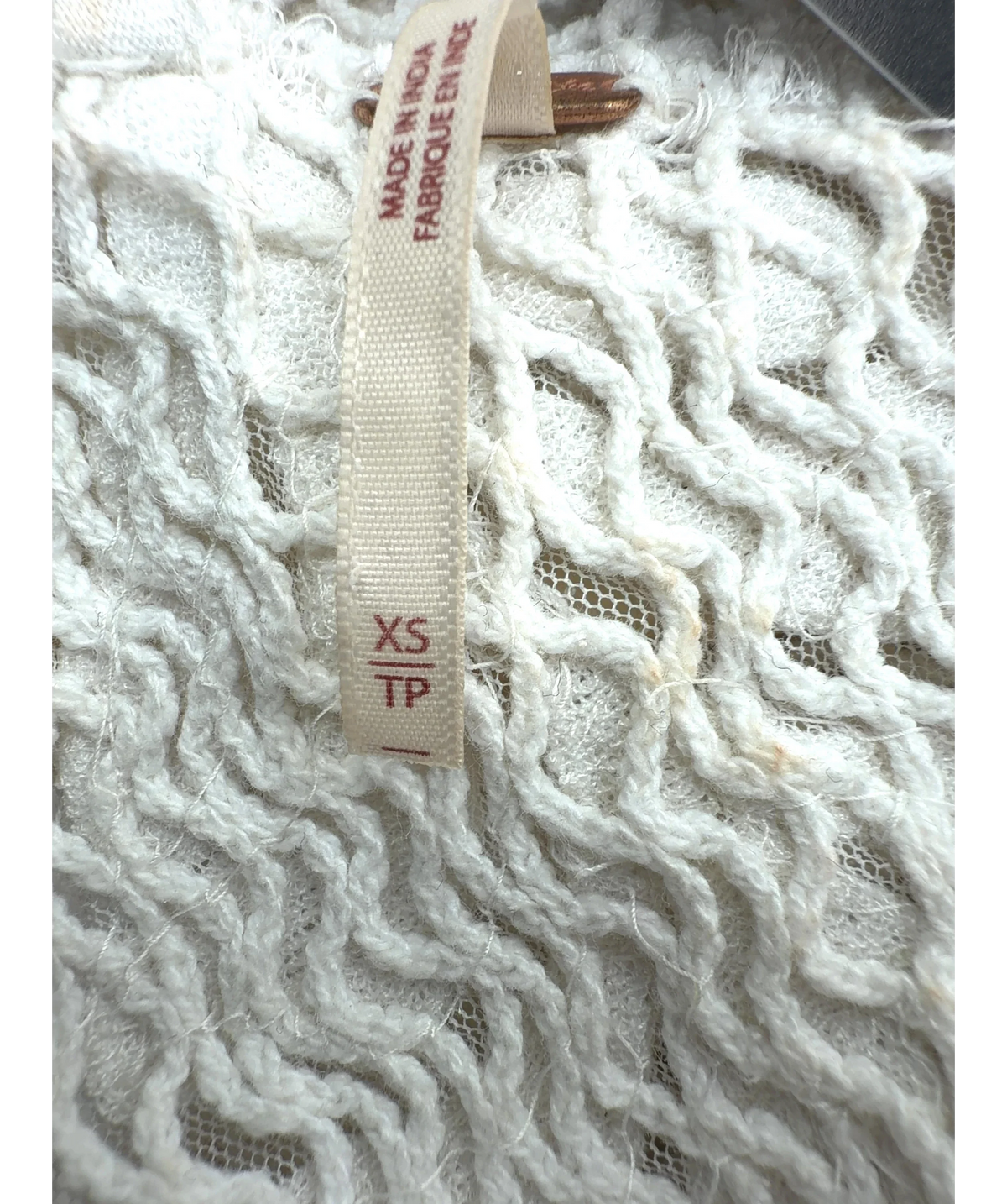 Free People White Offbeat Muse Tunic, size UK XS — care label
