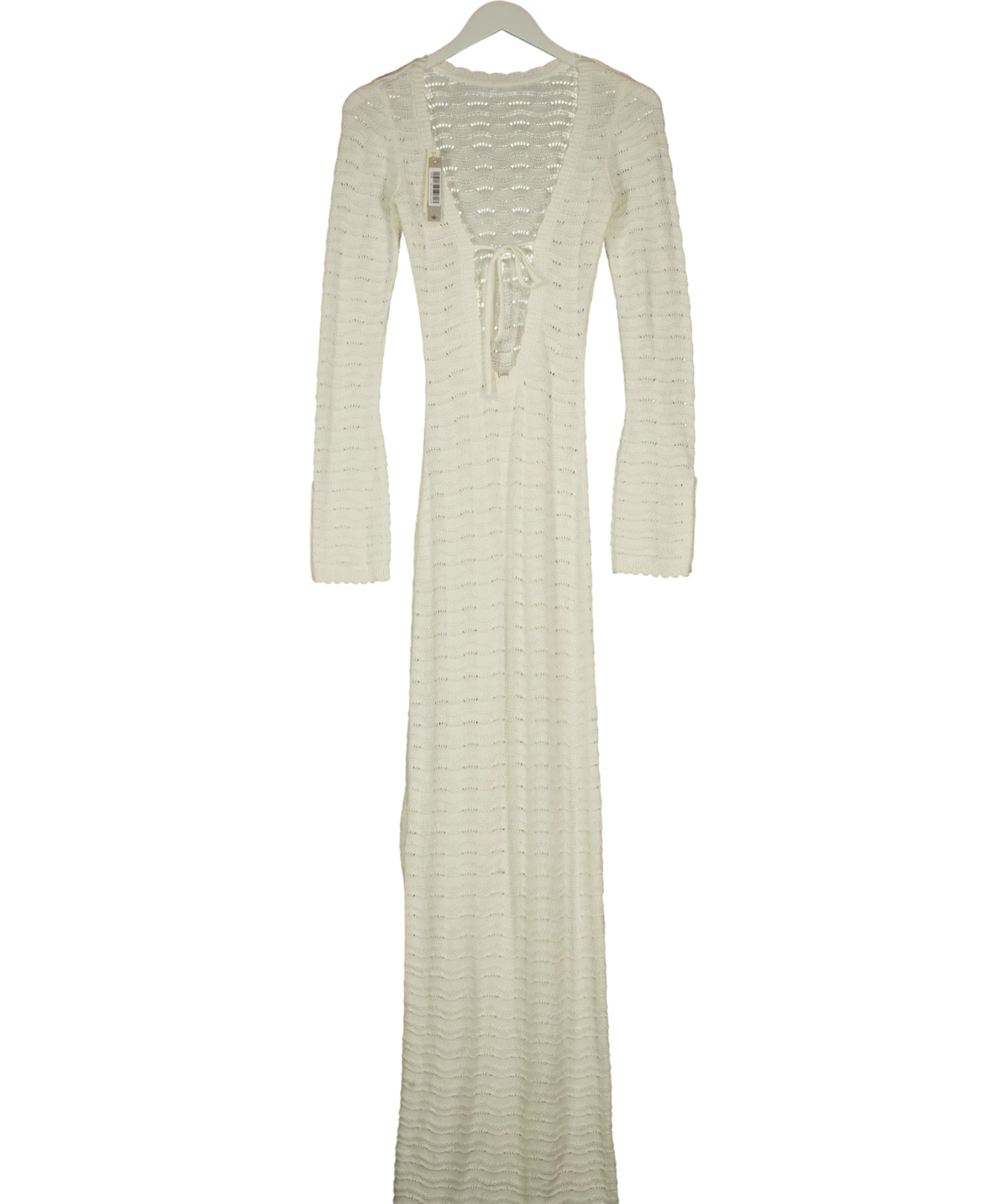 The Couture Club White Crochet Knit Two Way Maxi Dress, size UK XS — back