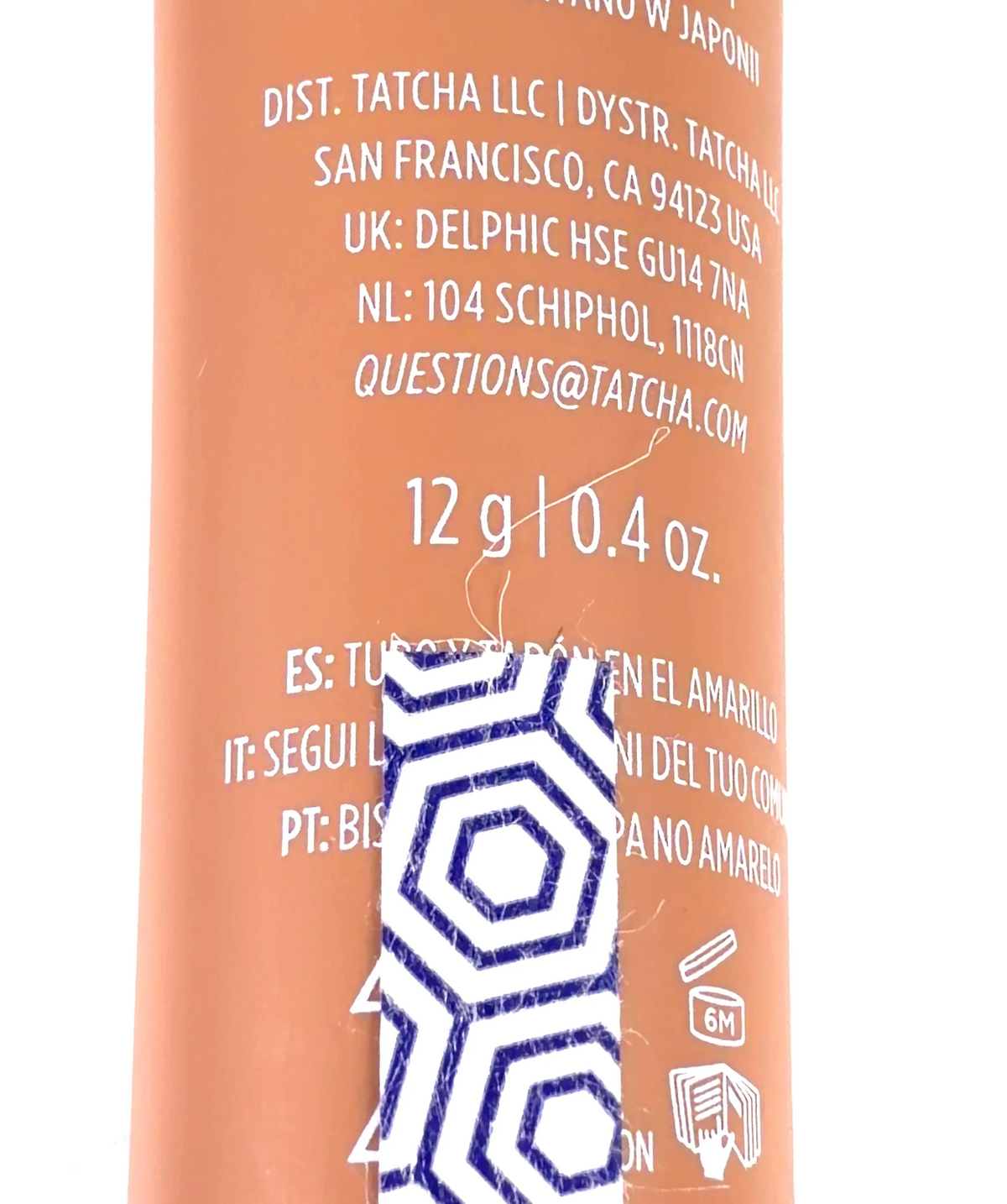 tatcha moka THE MELTING LIP BALM, size 12g — care label