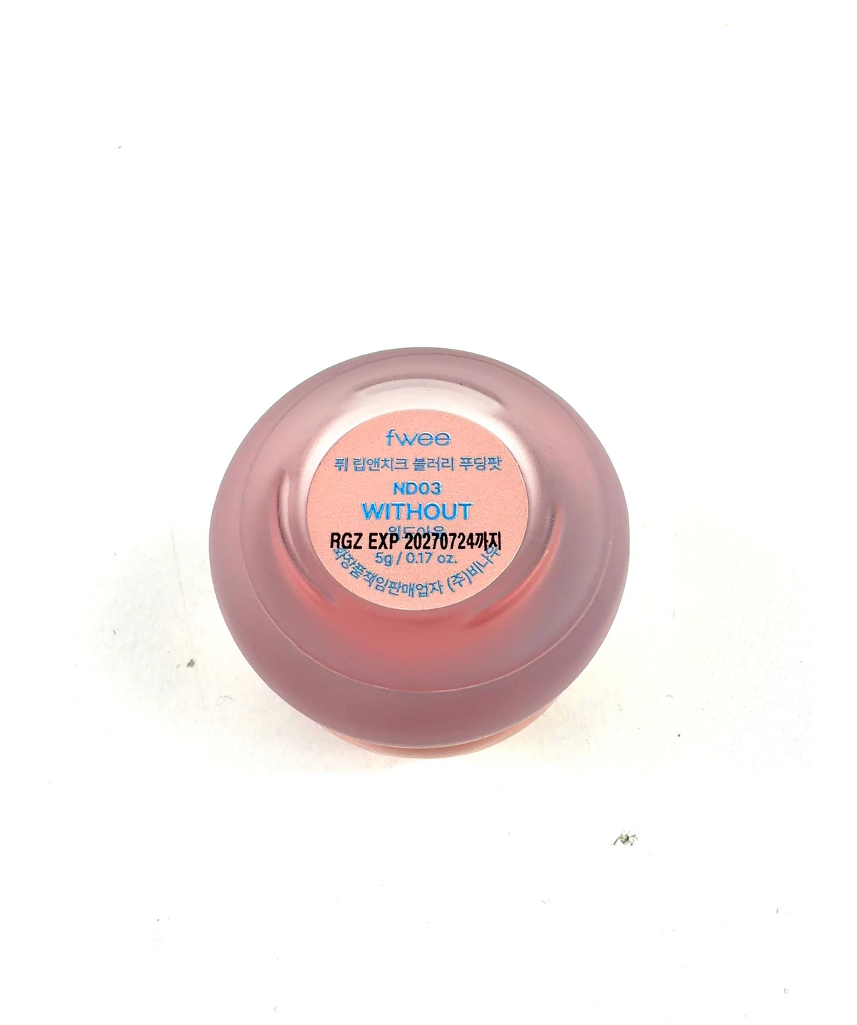 fwee ND03 WITHOUT Lip & Cheek Blurry Pudding Pot, size 5g — care label