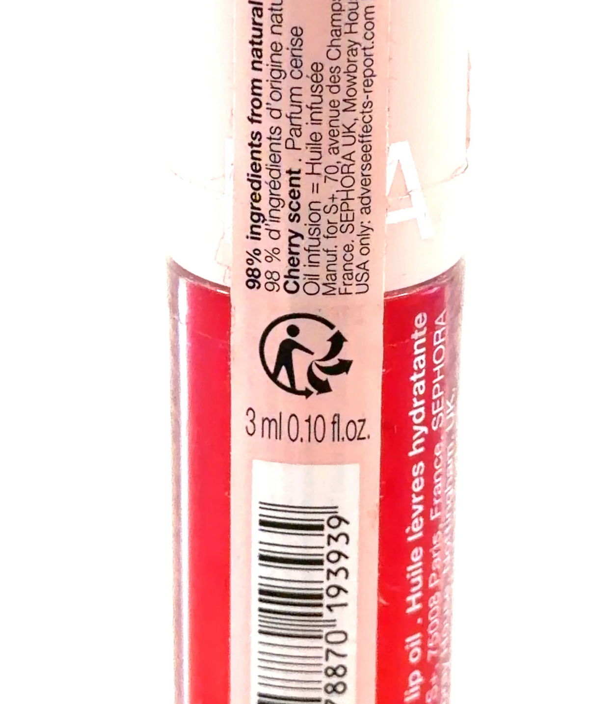 sephora OIL INFUSION, size 3ml — care label