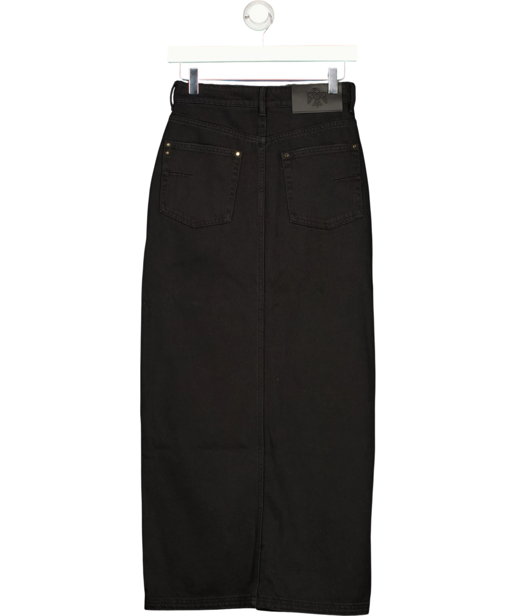 All Things Golden Black The Denim Maxi Skirt, size UK XS — back