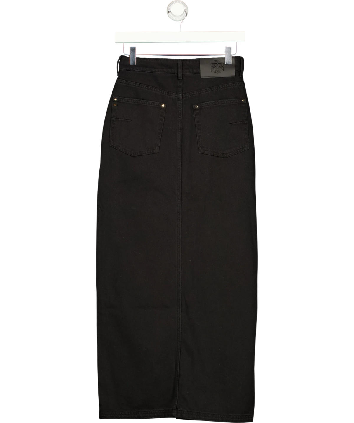 All Things Golden Black The Denim Maxi Skirt, size UK XS — back