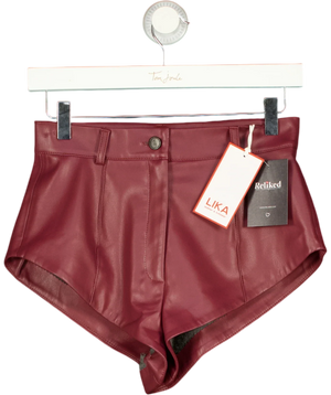Lika Red High Waist Leather Shorts Uk 10