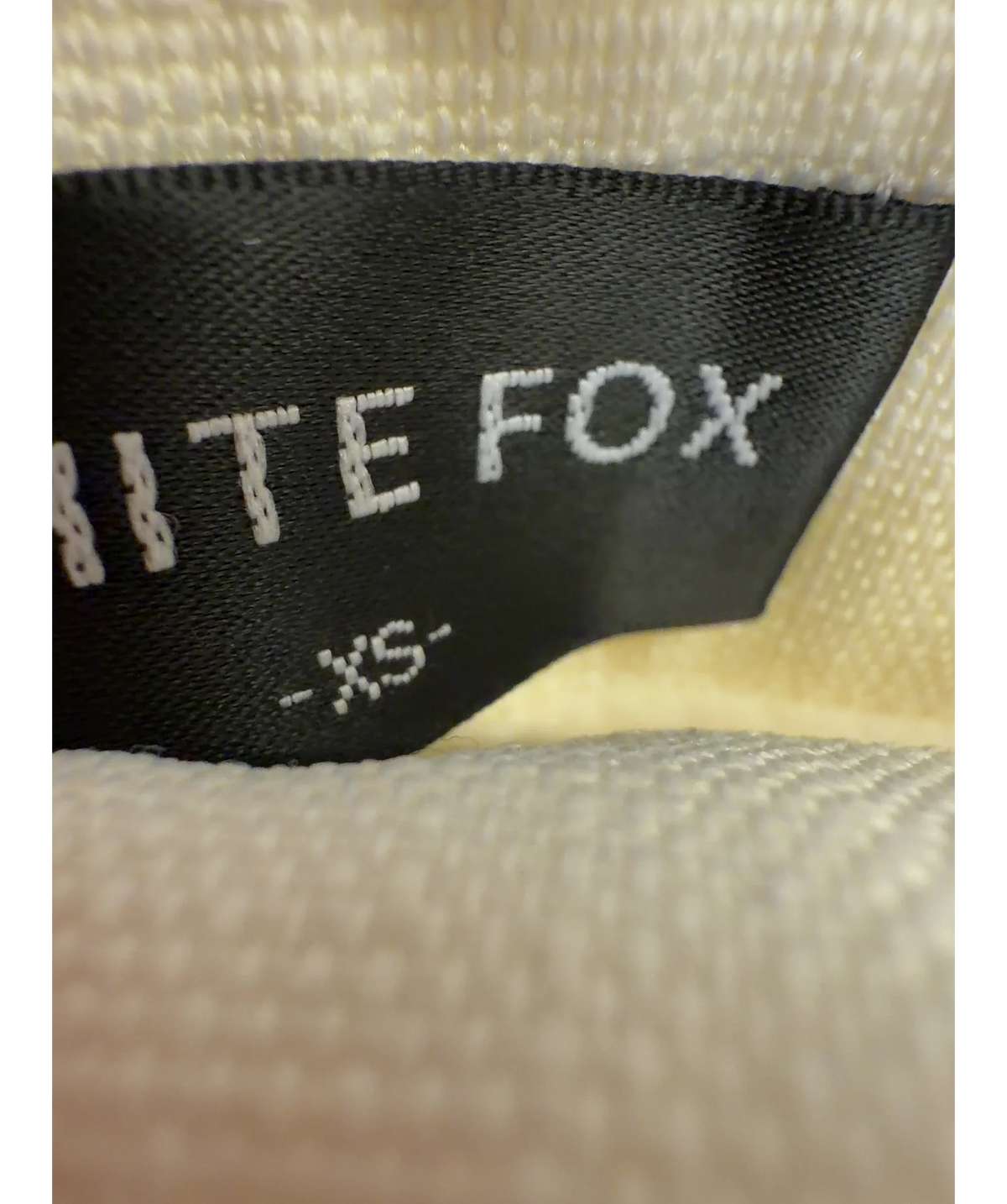 WHITE FOX Cream Colour, size UK XS — care label