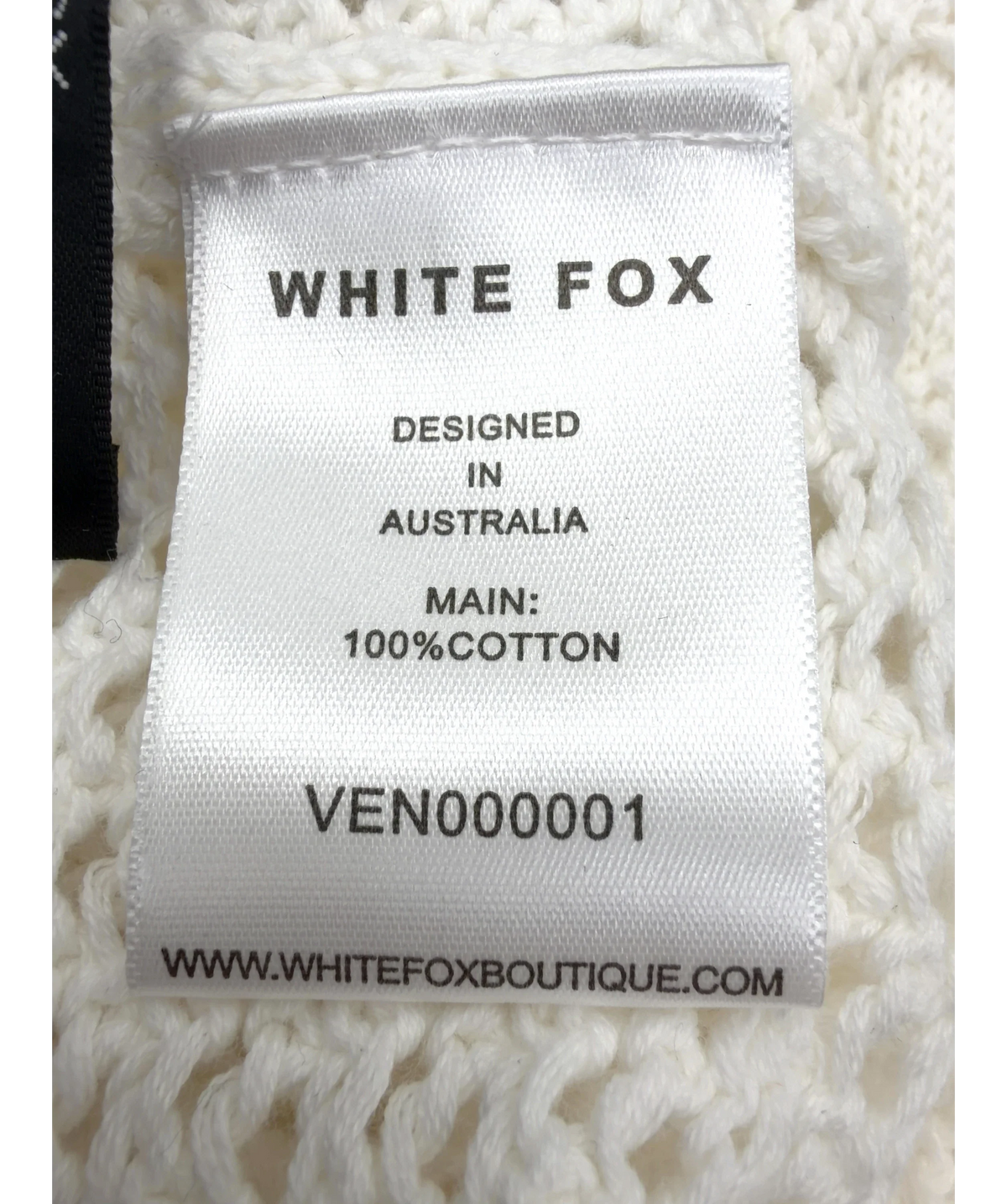 WHITE FOX White Want To Want Me Crochet Shorts, size UK XS — label