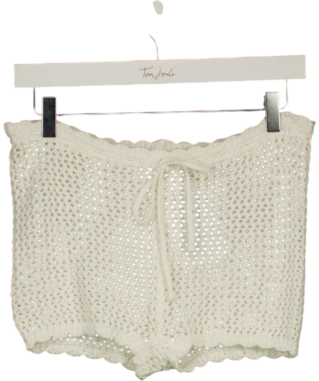 WHITE FOX White Want To Want Me Crochet Shorts, size UK XS — front
