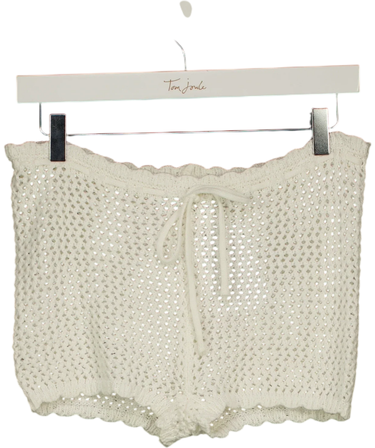 WHITE FOX White Want To Want Me Crochet Shorts, size UK XS — front