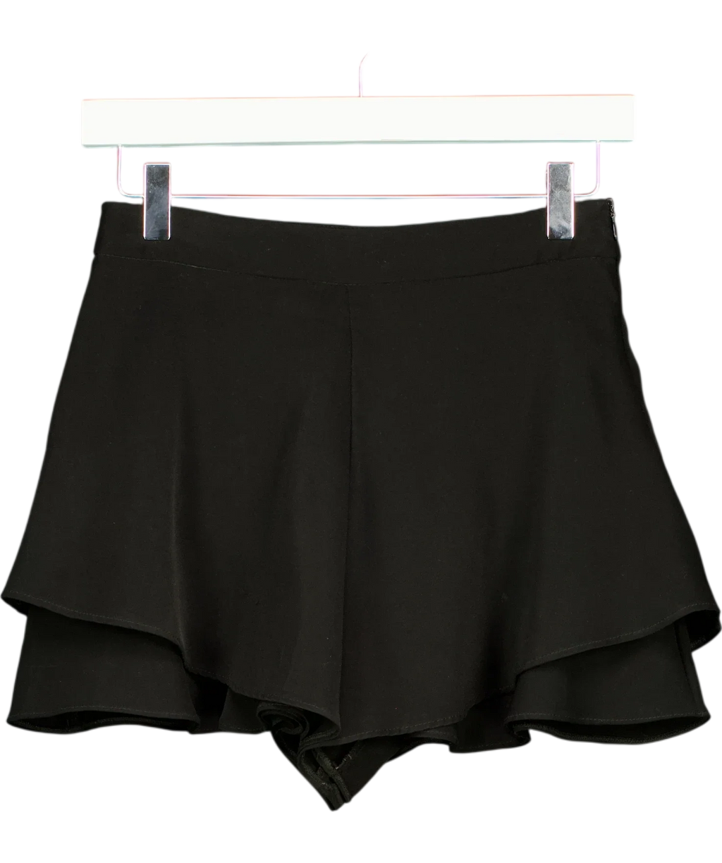 ZARA Black layered ruffle/frill black skort, size UK XS — front