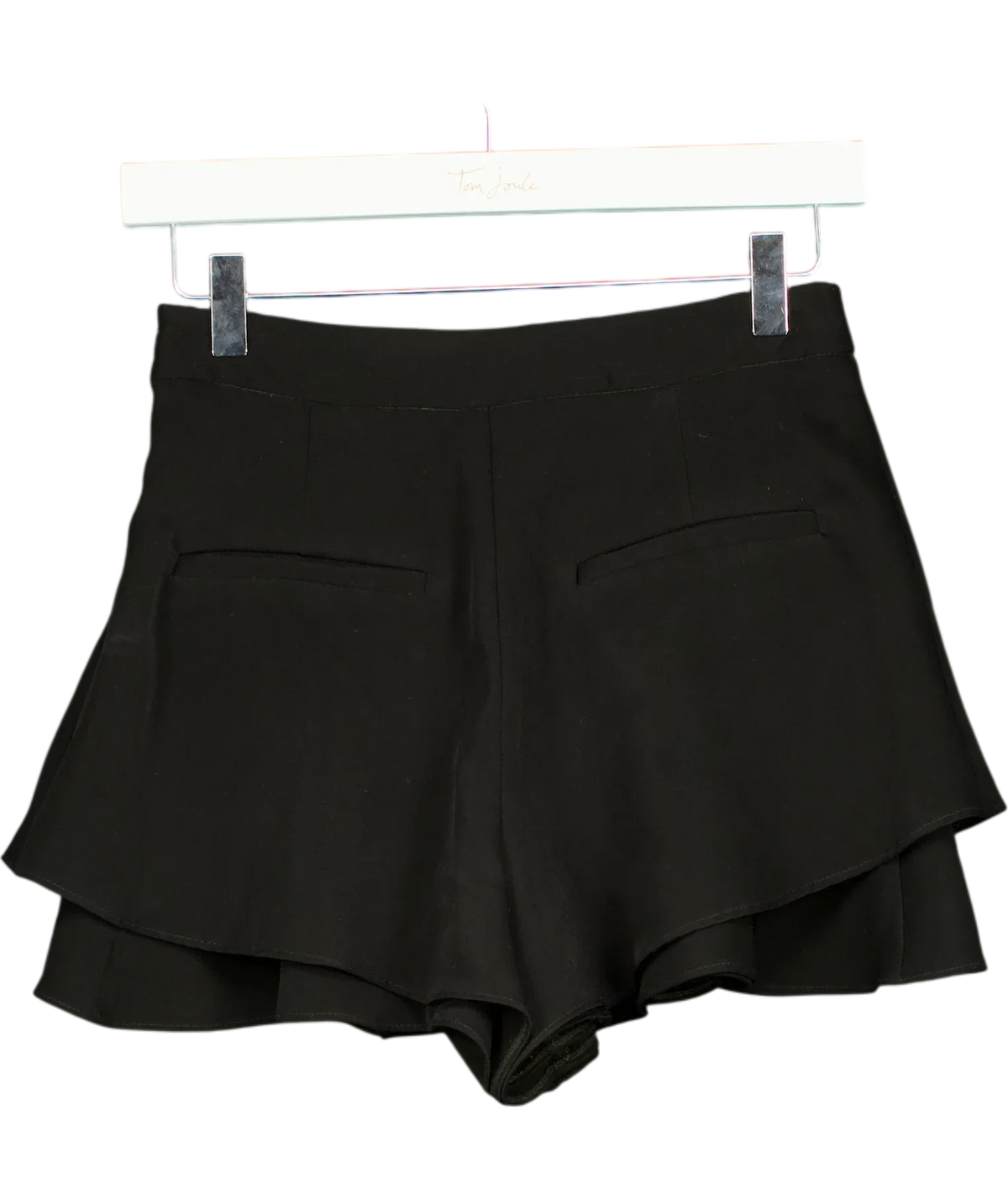 ZARA Black layered ruffle/frill black skort, size UK XS — back