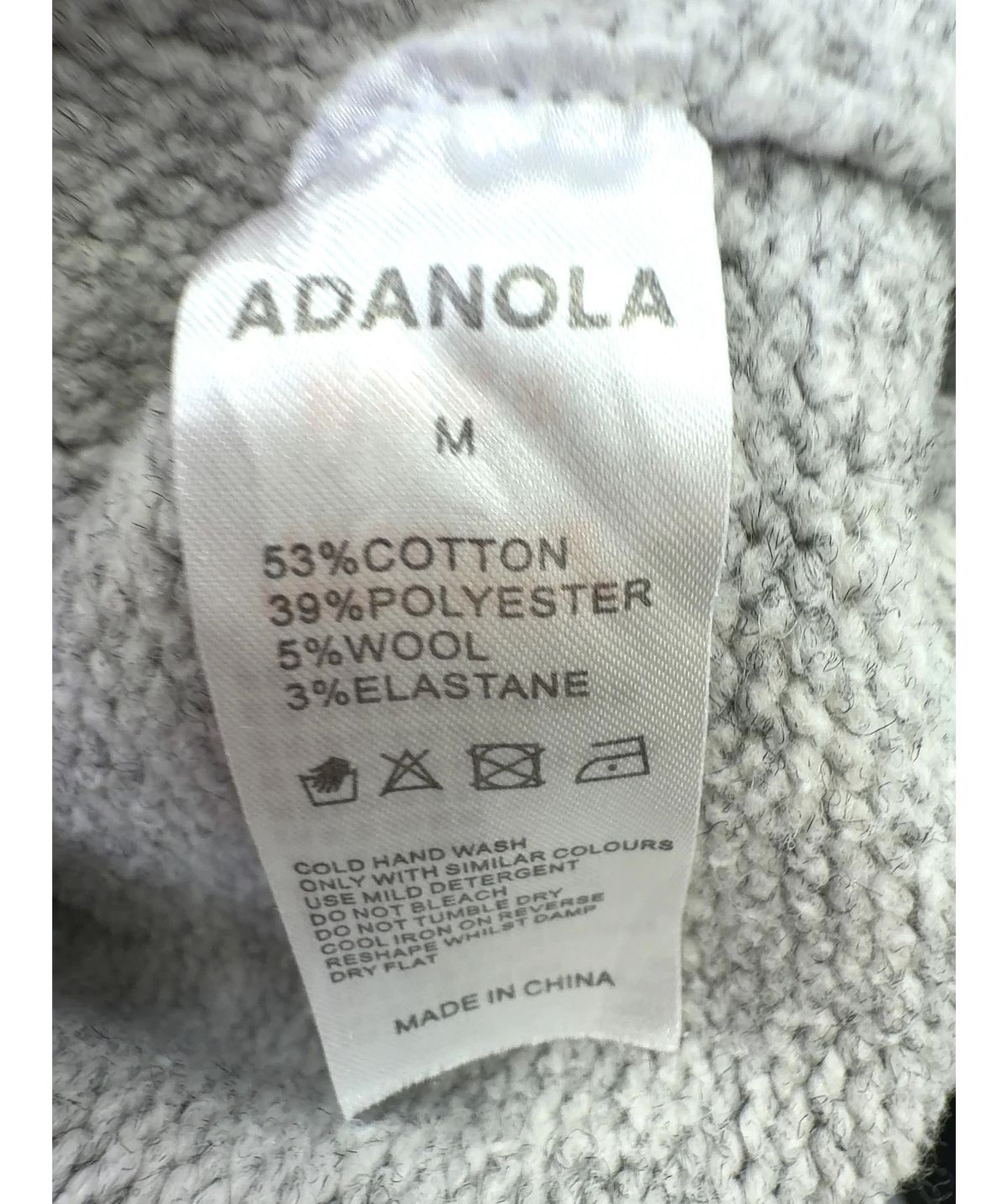 Adanola Grey Colour, size UK M — label