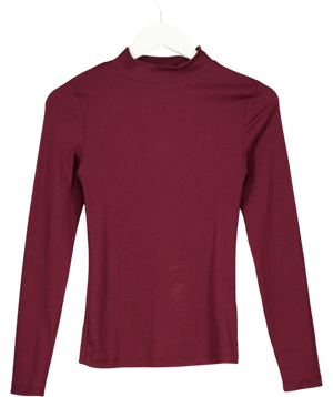 New Look Burgundy Ribbed Top UK 6