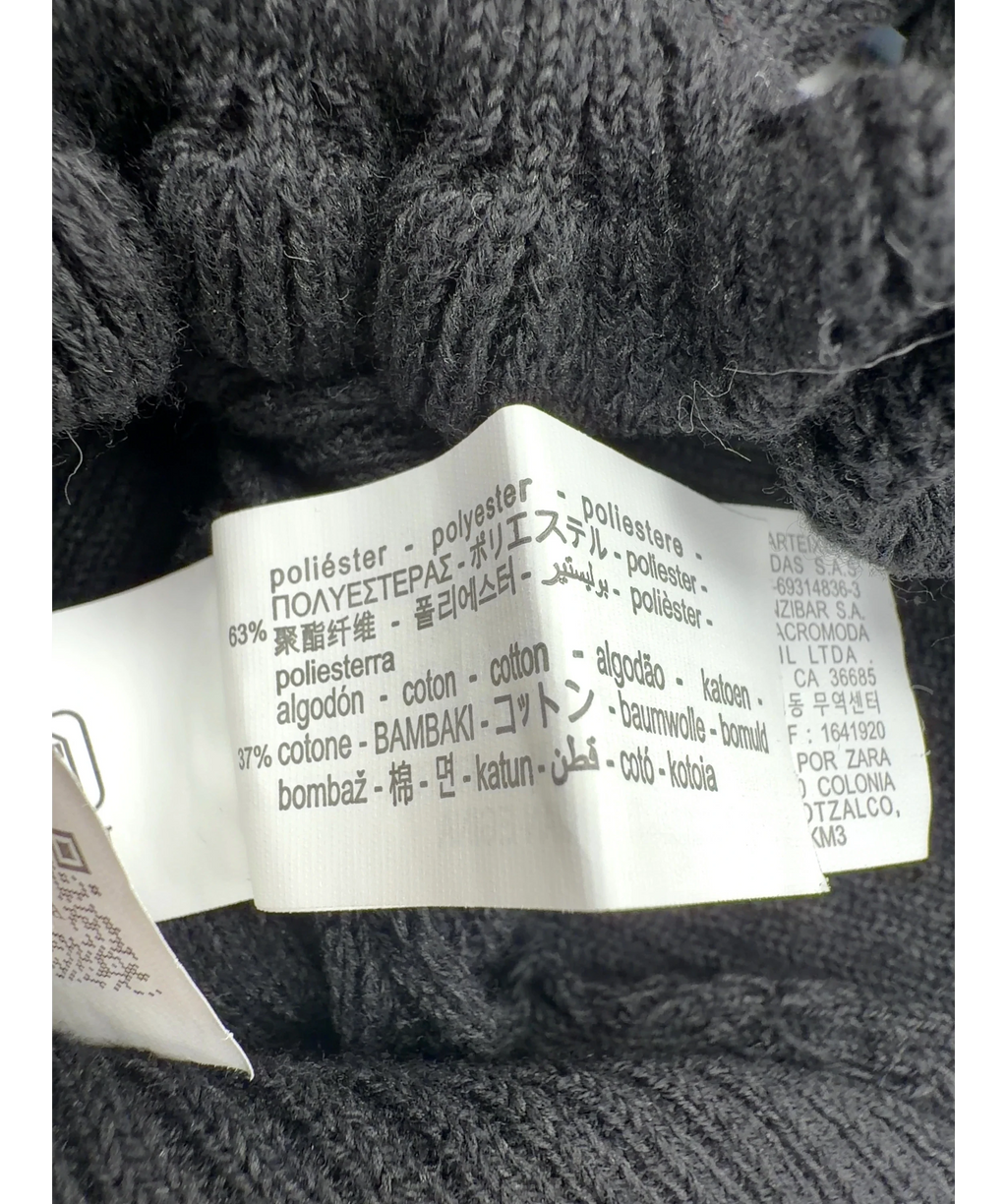 ZARA Black ribbed knit crop top, size UK S — label