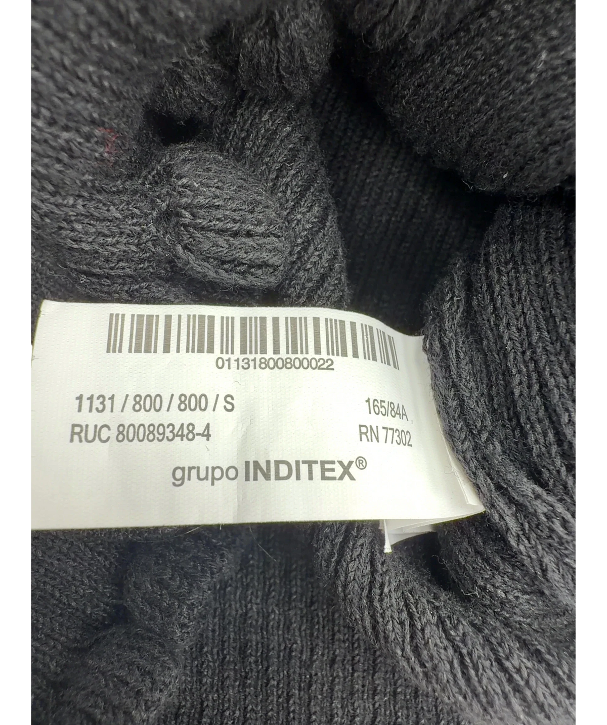 ZARA Black ribbed knit crop top, size UK S — fabric detail