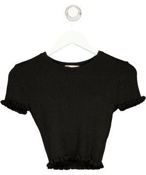 Zara Ribbed Knit Crop Top Black UK S