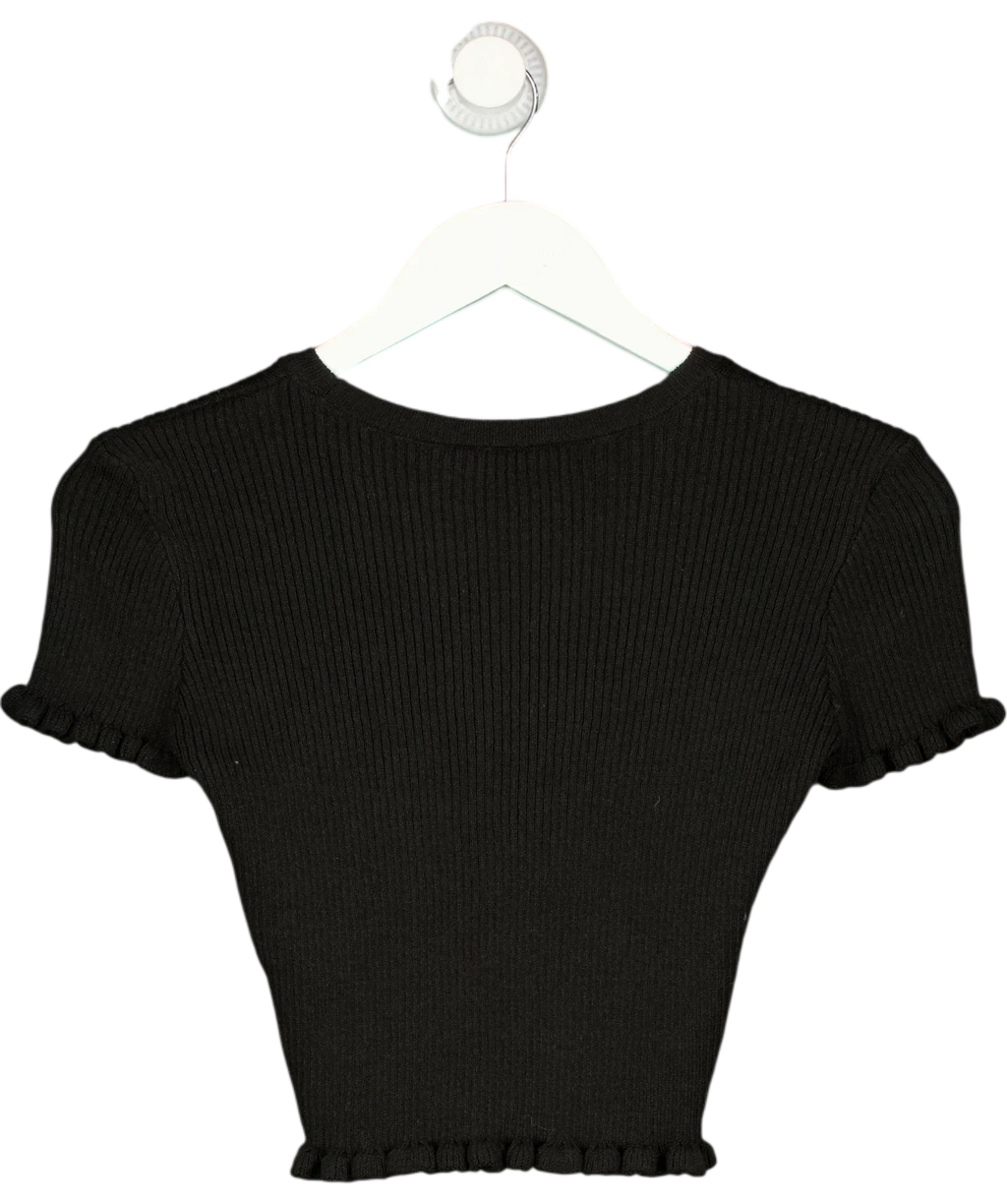 ZARA Black ribbed knit crop top, size UK S — back