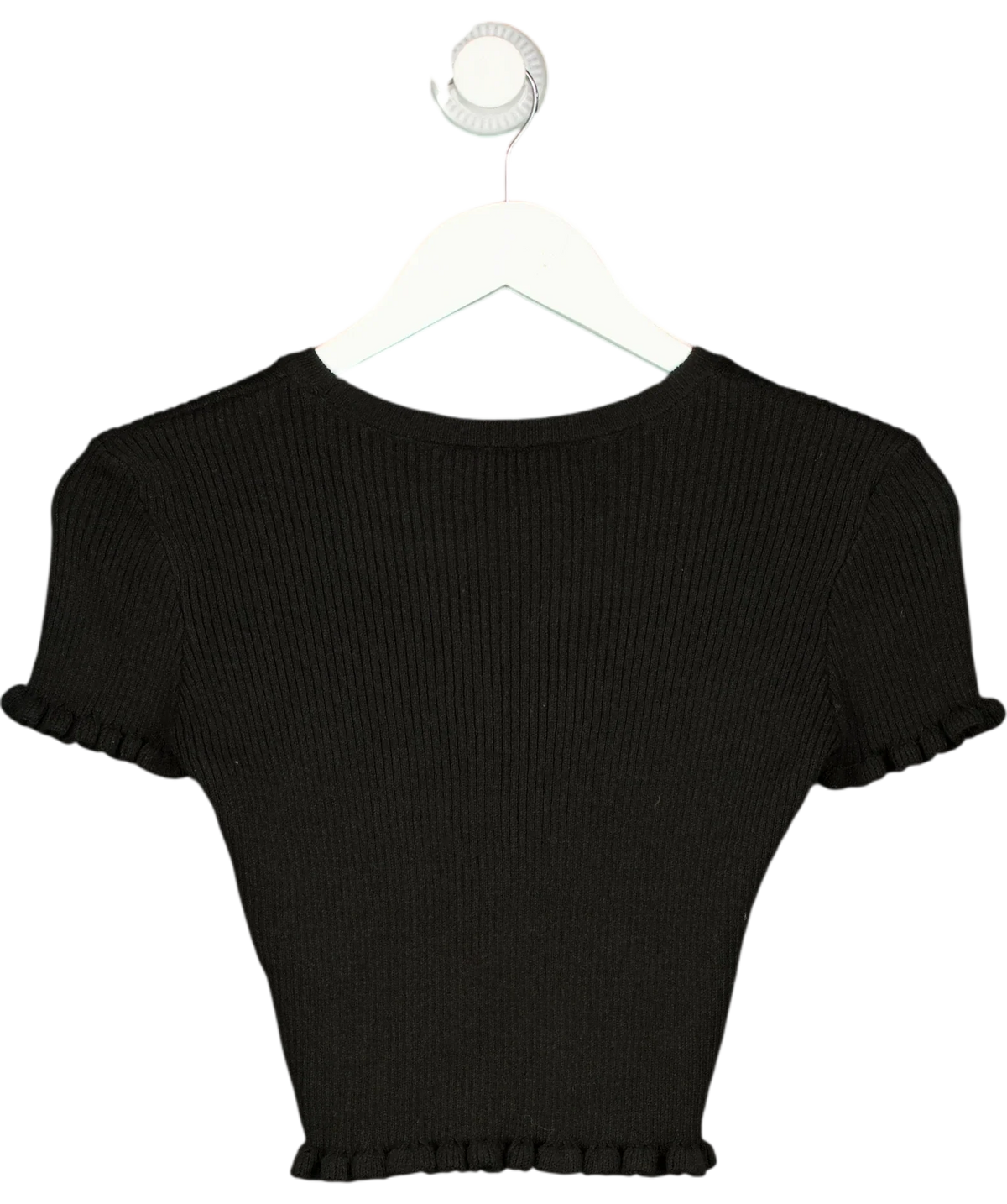 ZARA Black ribbed knit crop top, size UK S — back