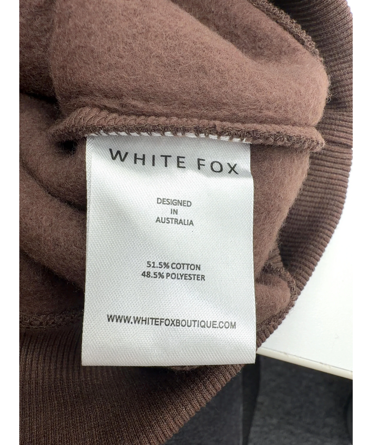 WHITE FOX Brown Studio 17 Jules Oversized Hoodie, size UK M/L — label