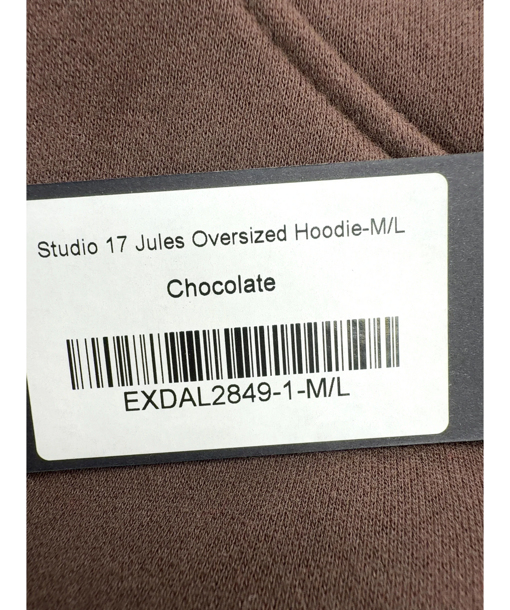 WHITE FOX Brown Studio 17 Jules Oversized Hoodie, size UK M/L — care label