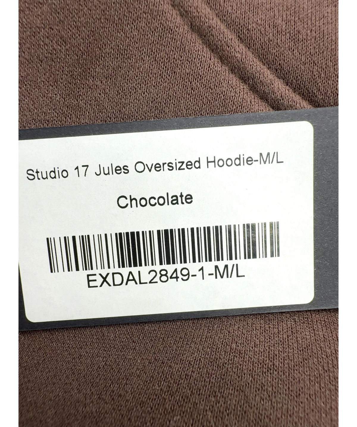 WHITE FOX Brown Studio 17 Jules Oversized Hoodie, size UK M/L — care label