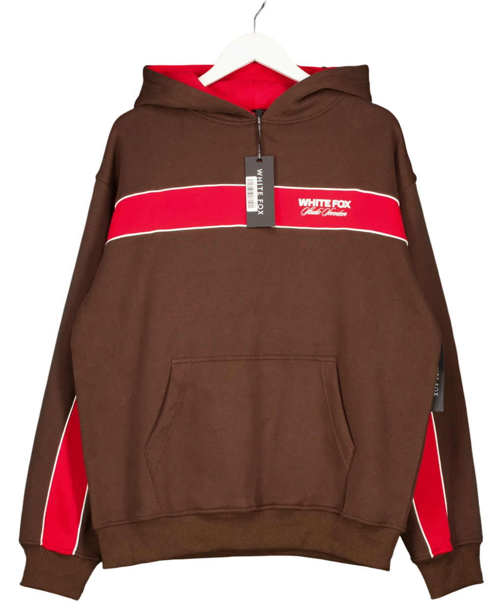 WHITE FOX Brown Studio 17 Jules Oversized Hoodie, size UK M/L — front