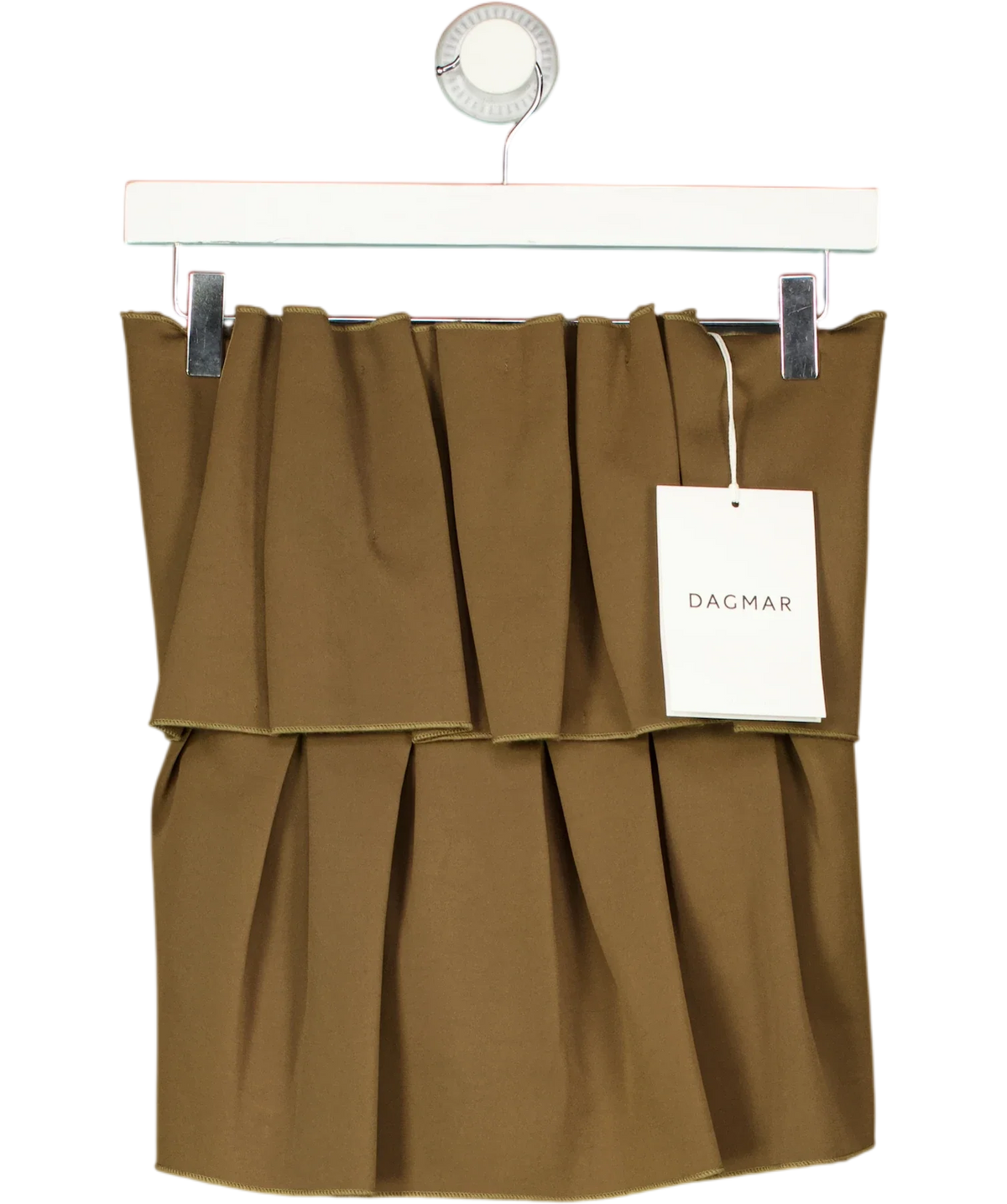 Dagmar khaki green Granada / Sculpted Tube Top, size UK 8 — front