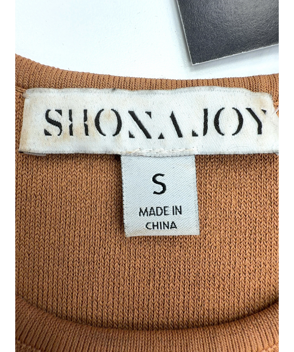 Shona Joy Brown ribbed knit tank top, size UK S — detail