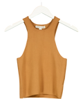 Shona Joy Brown ribbed knit tank top, size UK S — front