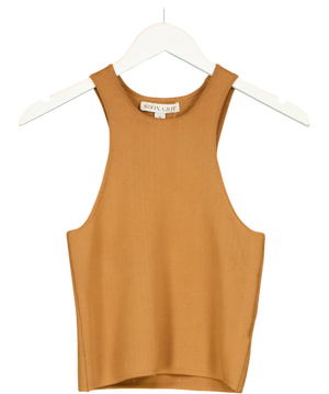 Shona Joy Ribbed Knit Tank Top Brown UK S