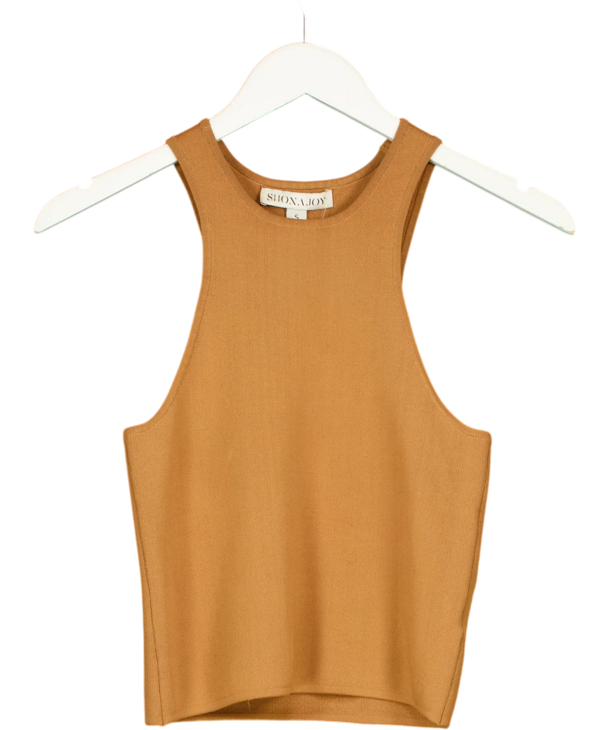 Shona Joy Brown ribbed knit tank top, size UK S — front