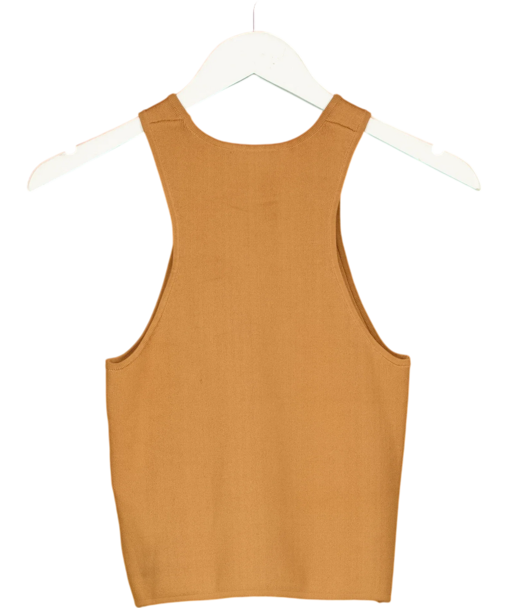 Shona Joy Brown ribbed knit tank top, size UK S — back