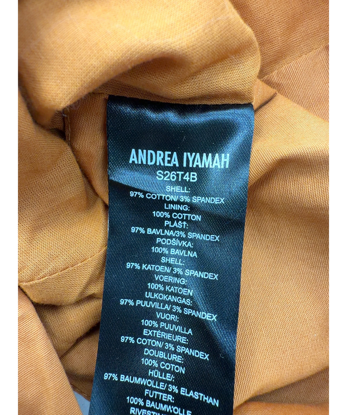 Andrea Iyamah Orange cotton tie crop top, size UK S — label