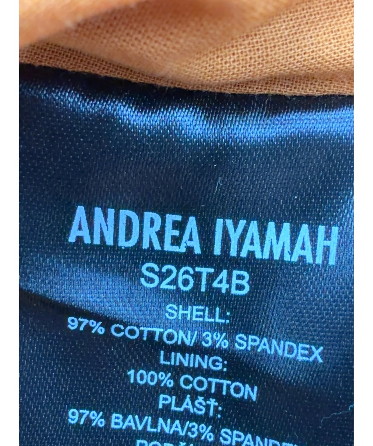 Andrea Iyamah Orange cotton tie crop top, size UK S — fabric detail