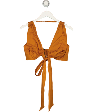 Andrea Iyamah Cotton Tie Crop Top Orange UK S