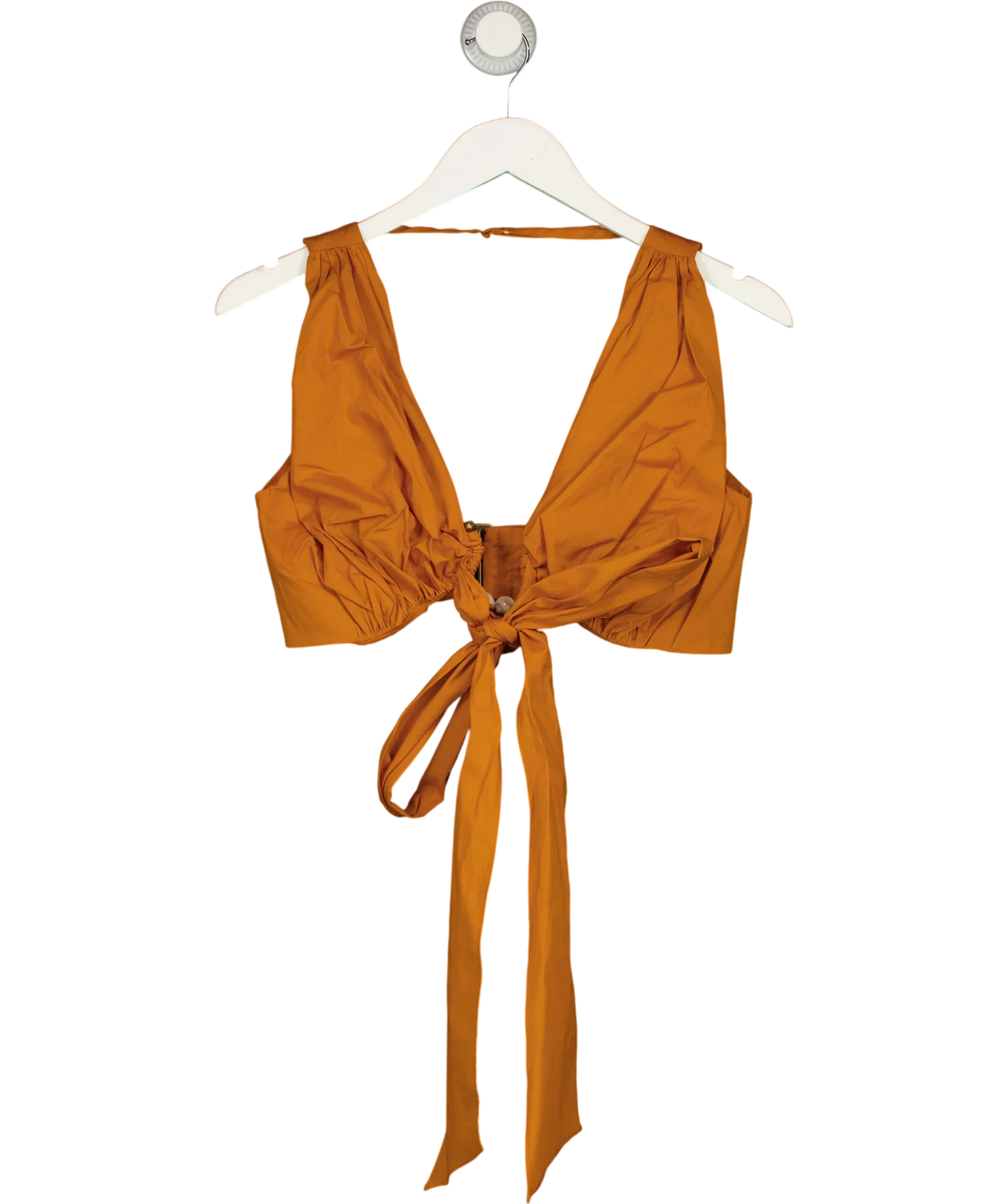 Andrea Iyamah Orange cotton tie crop top, size UK S — front