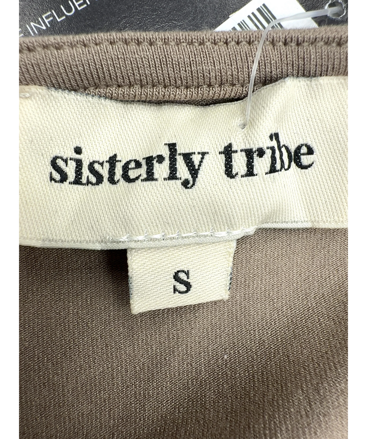 SISTERLY TRIBE taupe Soft Ballet Wrap Top, size UK S — detail