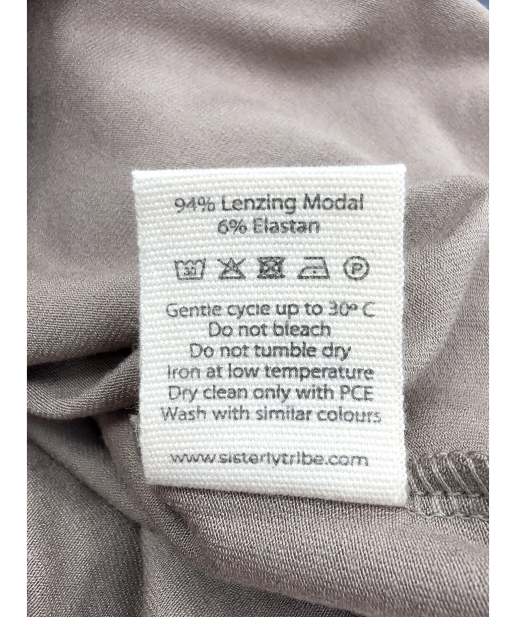 SISTERLY TRIBE taupe Soft Ballet Wrap Top, size UK S — label