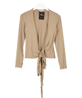 SISTERLY TRIBE taupe Soft Ballet Wrap Top, size UK S — front