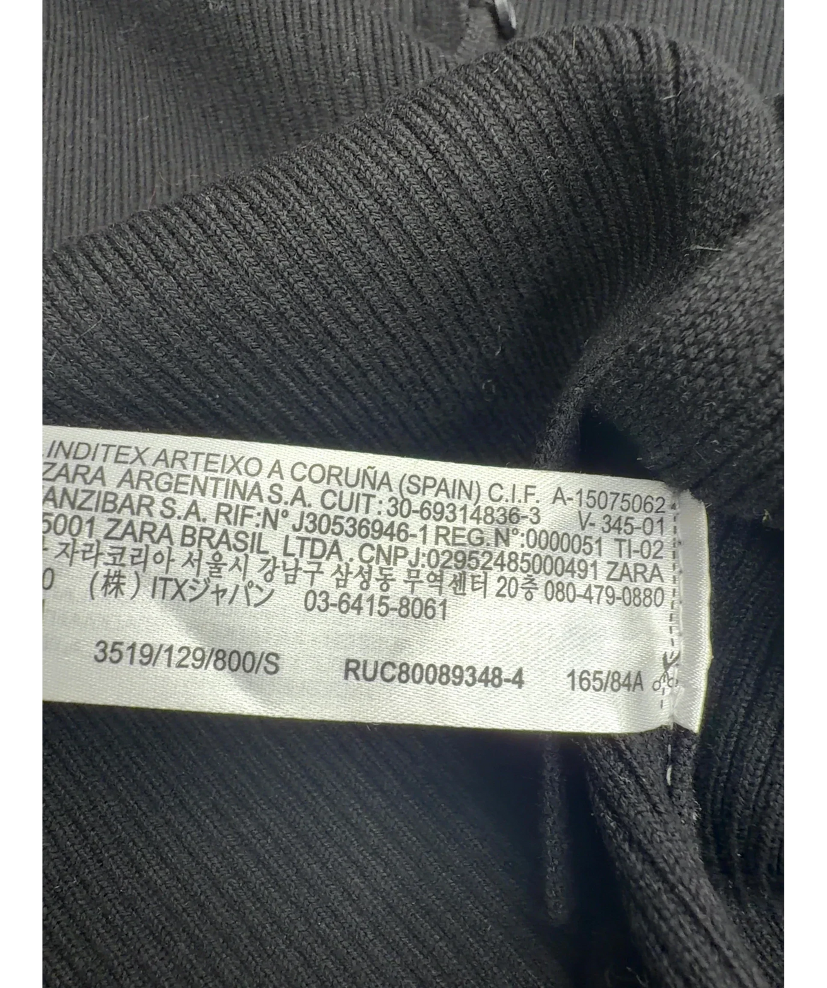 ZARA Black Colour, size UK S — fabric detail