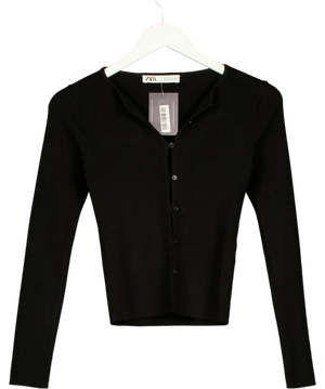 Zara Black Ribbed Cardigan UK S